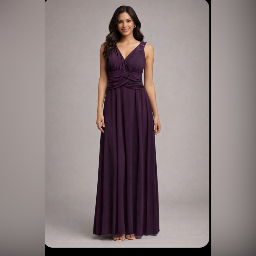 Elegant Women's Evening Gown - Deep Plum